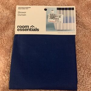 Room essentials, shower curtain. Navy blue, light blue, white wide stripes. NWT.